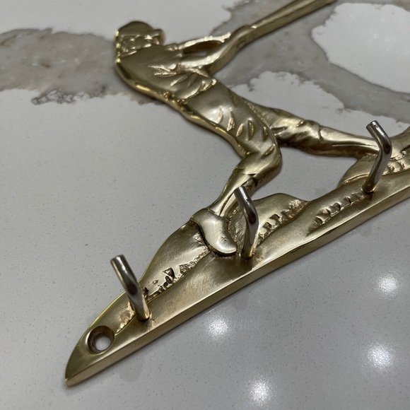 Vintage Brass Baseball Player Key Hook 7 Inches - Picture 5 of 6
